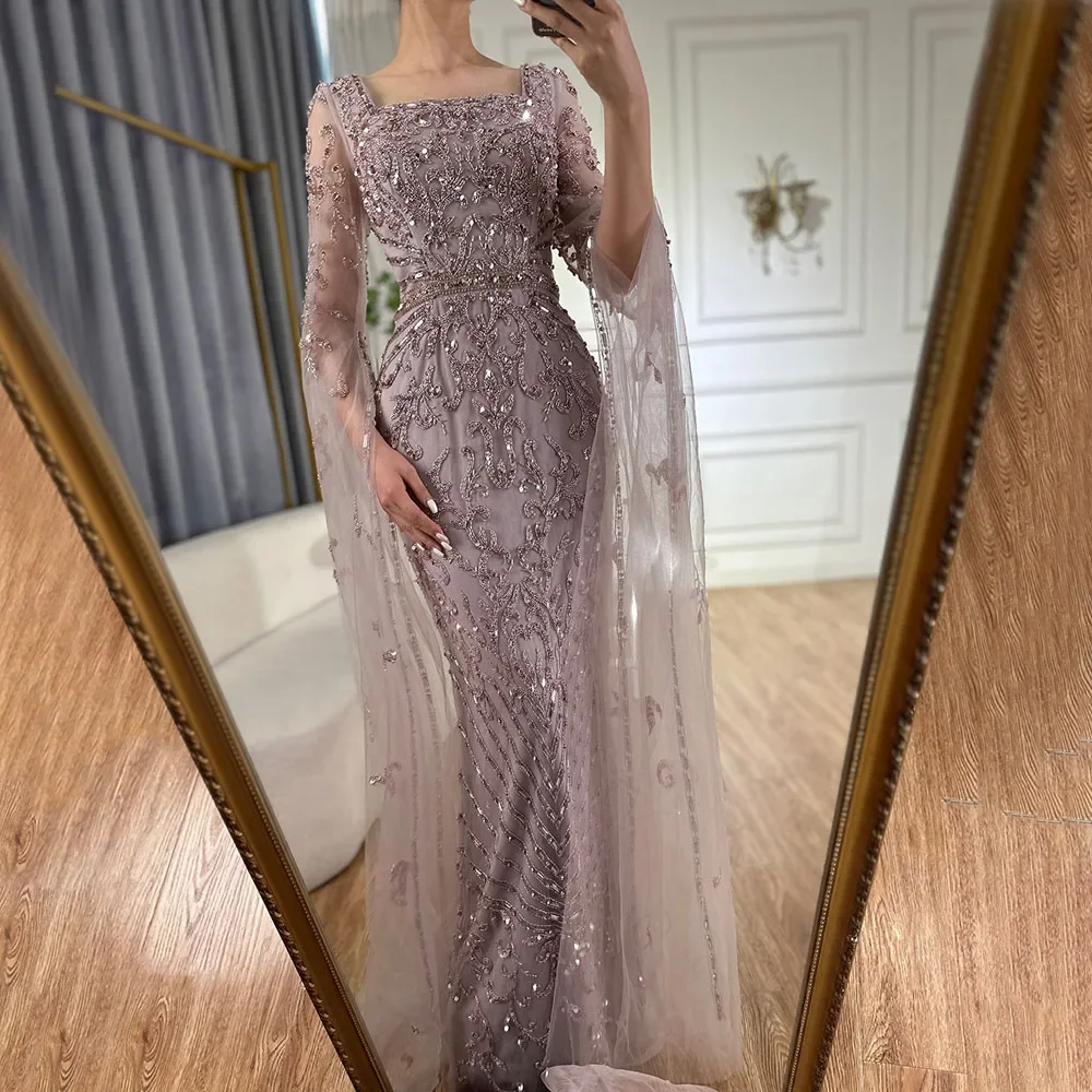 SERENE HILL Customized 2025 turquoise Cape Sleeves Luxury