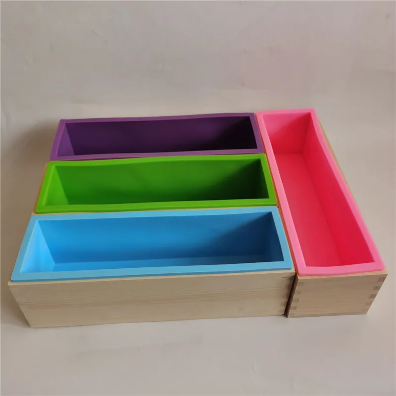 Manual soap mould wooden box silicone mould rectangular 1200ml soap mold