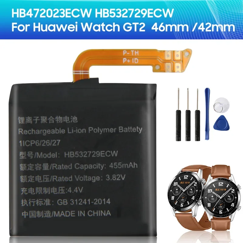 

Replacement Battery HB532729ECW For Huawei Watch GT2 GT 2 46MM HB472023ECW For Huawei WATCH 2 GT2 42MM With Tool