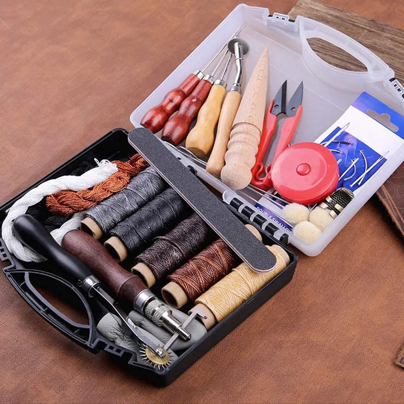 22/28/32pcs/Set Leather Tool Kit, Leather Work Tool, Leathercraft Tools and  Supplies with leather cuttingTools Kit - AliExpress