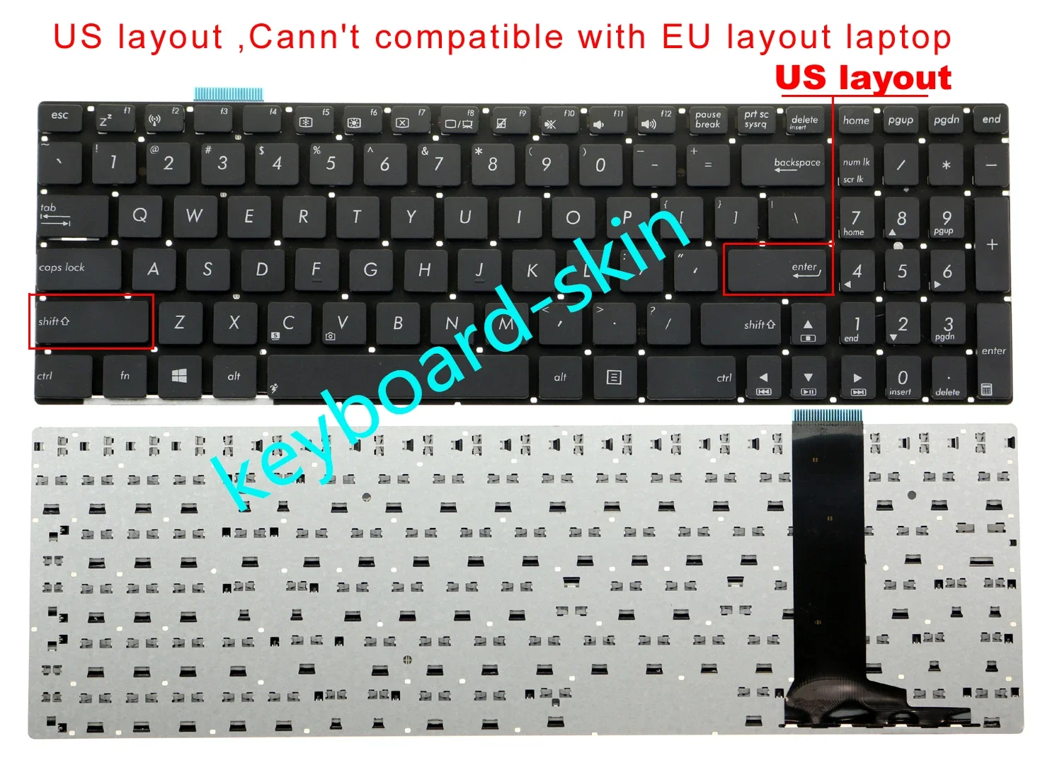 

NEW US Keyboard No-frame for ASUS N56 N56X N56V N56VM N56VZ N76, U500 U500V U500VZ N76VZ,N76VM,N76YI361VM-SL,N76YI361VZ laptop
