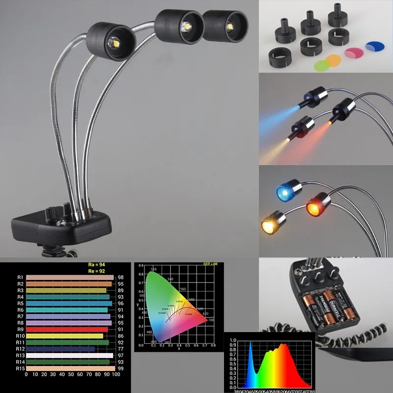 Falcon Eyes DV-3B Triple 3 LED Magic Background Light Color LED for Macro Shooti