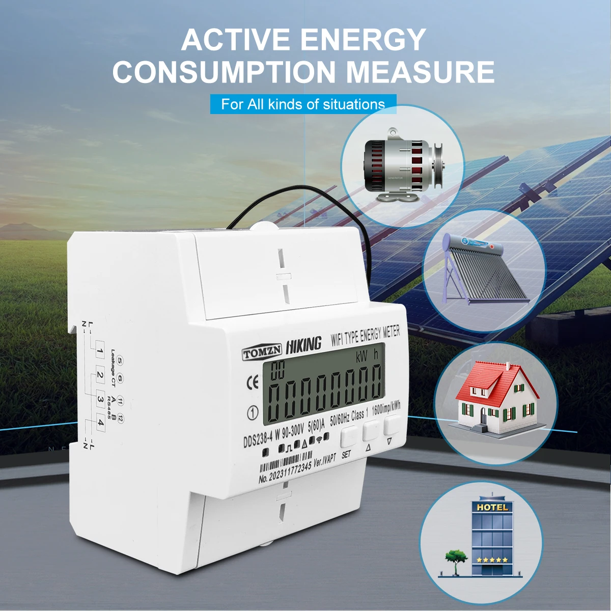 TOMZN 60A 90-300V TUYA WIFI 스마트 누전 에너지 미터 kWh 온도 차단기 타이머 전압 전류 보호기 RS485