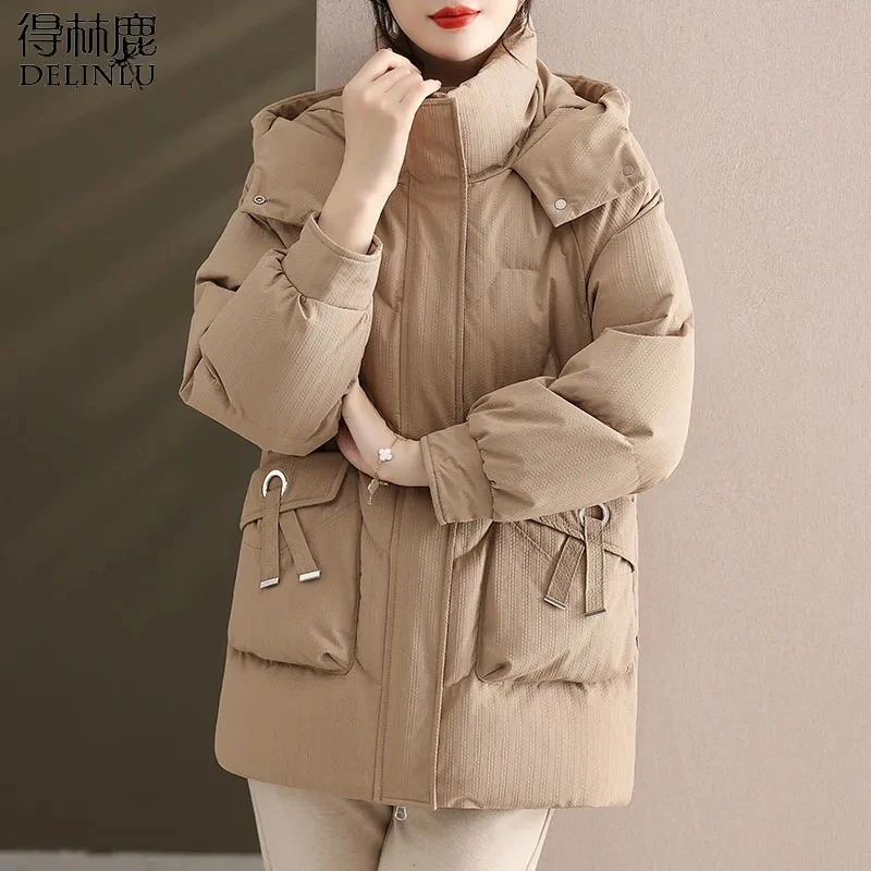 Mom Winter Warm Thick Coat Middle-aged And Elderly Ladies Fashion Loose Down  Long Hooded Temperament Casual Coat Women's.