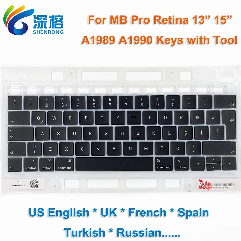 New A1989 A1990 Keyboard keys keycap for Macbook Pro Retina laptop