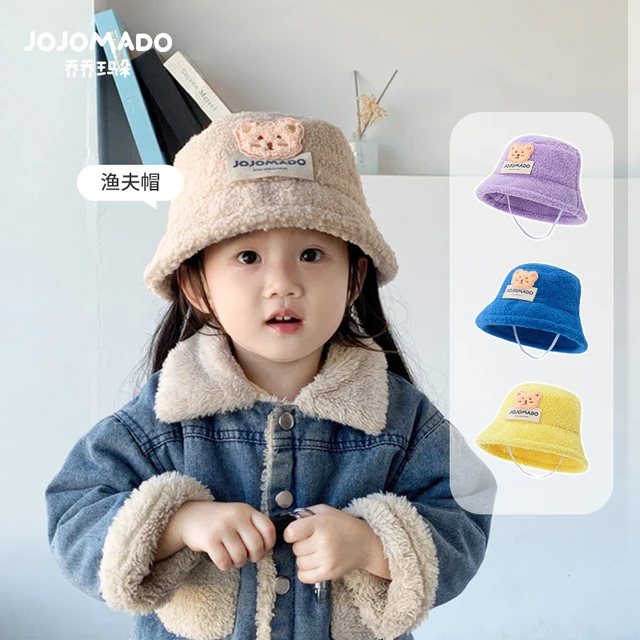 Kid 48-52cm Fisherman Hat Little Bear Letter Children's Basin Cap Boy Girl  Teddy Velvet Windproof Warm Autumn Winter Bucket Hats - AliExpress