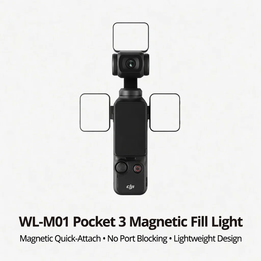 KVANNO WL-M01 미니 LED 마그네틱 필 라이트 DJI 오즈모 포켓 3 셀카용 충전식 포켓 라이트 액션 카메라 액세서리