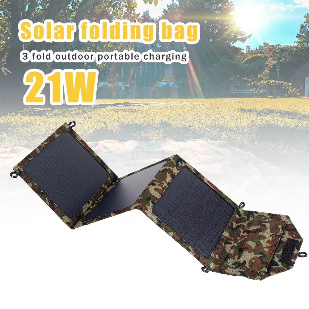 

Portable Outdoors Solar Panel 5V 2.1A Foldable Waterproof USB Solar Charge Plate For Long-distance Travel Camping Mountaineering
