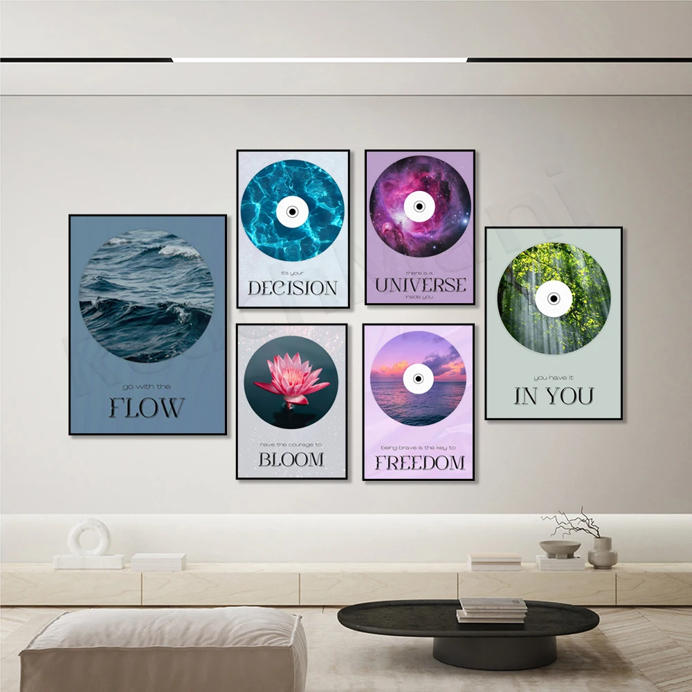 Pool Vinyl Art, Purple Ocean Vinyl Art, Purple Universe Vinyl Art Poster Inspirational Wisdom Quotes Stampe, Decorazioni Per La Casa