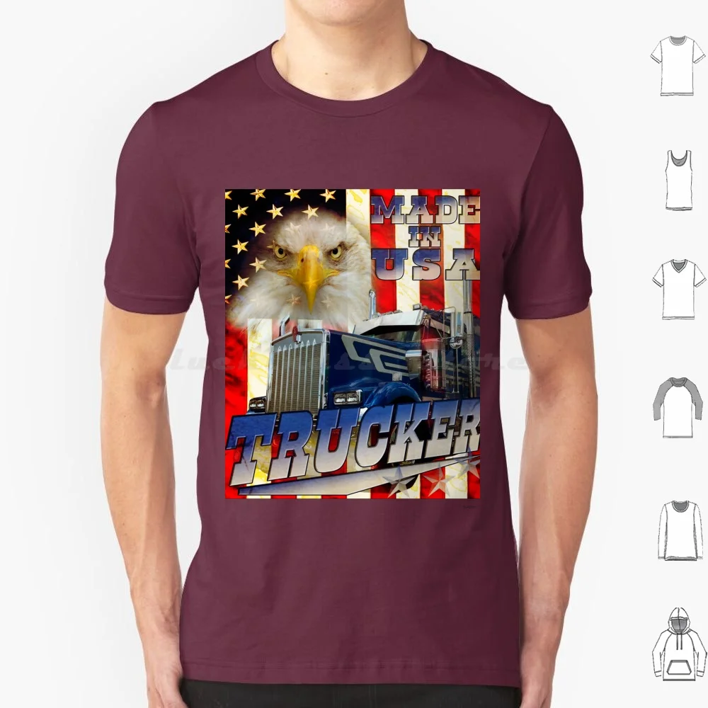 Trucker And American Flag Truck Driver Gift Idea T Shirt Big Size 100% Cotton Trucker Truck Truck Driver American Trucker