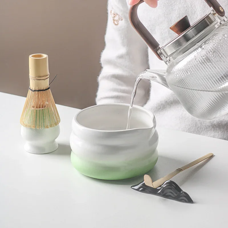 4/5/7pcs Set Traditional Ceramic Tea Matcha Bowl Durable Handmade Green Tea Maker Cup for Matcha Preparation Kitchen Supplies