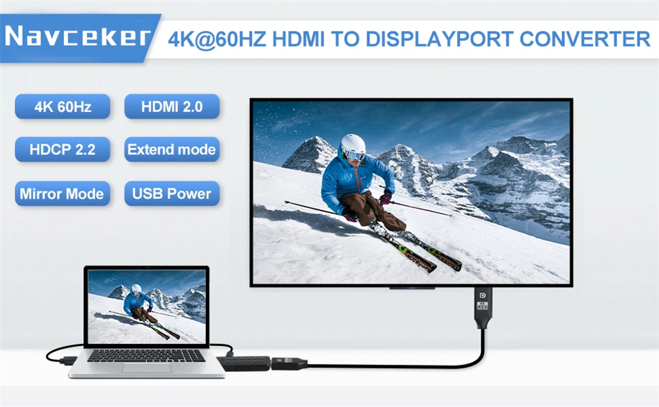 2026 Best 4K 60Hz HDMI to Displayport Adapter Cable 1080P 120Hz HDMI to DP Conve