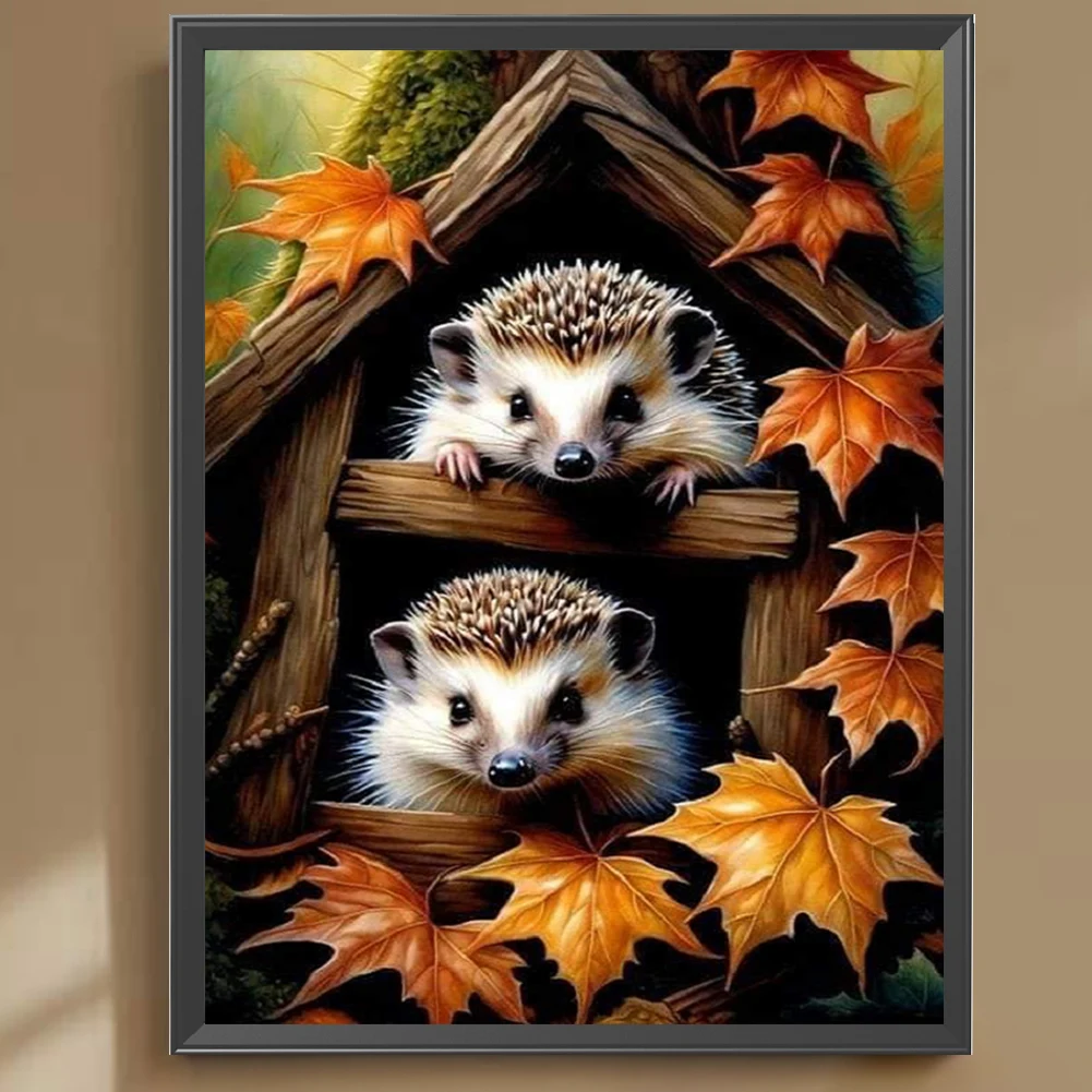 5D DIY Full Square Drill Diamond Painting Woodland Hedgehog Kit Decor 30x40cm, diamond painting,diamond art painting kit,diamond painting set