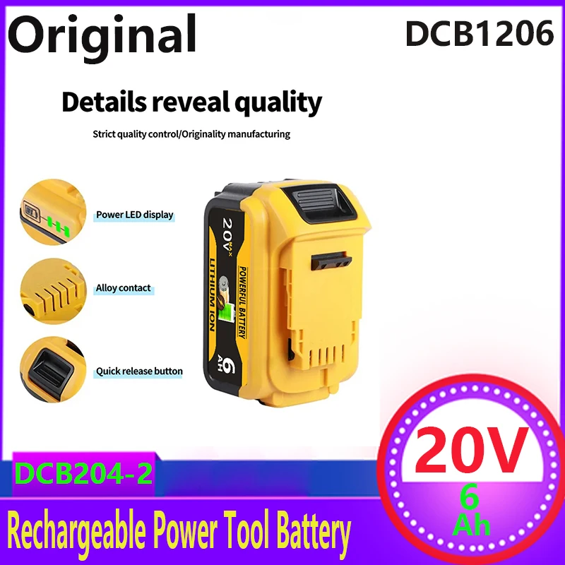 

DCB200 20V 6000mAh Replaceable Li-ion Battery Compatible For Dewalt 18 Volt MAX Power Tools Battery DCB205 DCB201 DCB203
