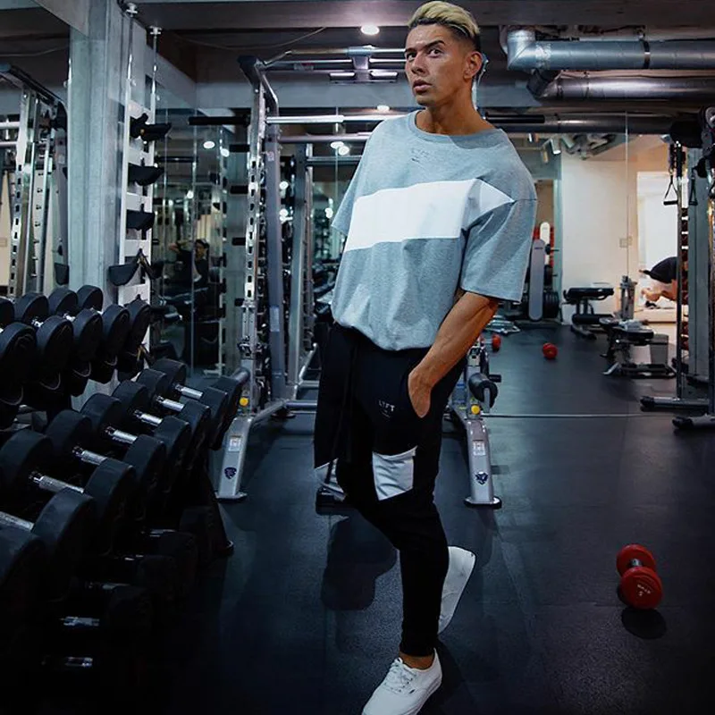 Fitness pants splicing sports casual basketball sports cargo pants joggers men clothing