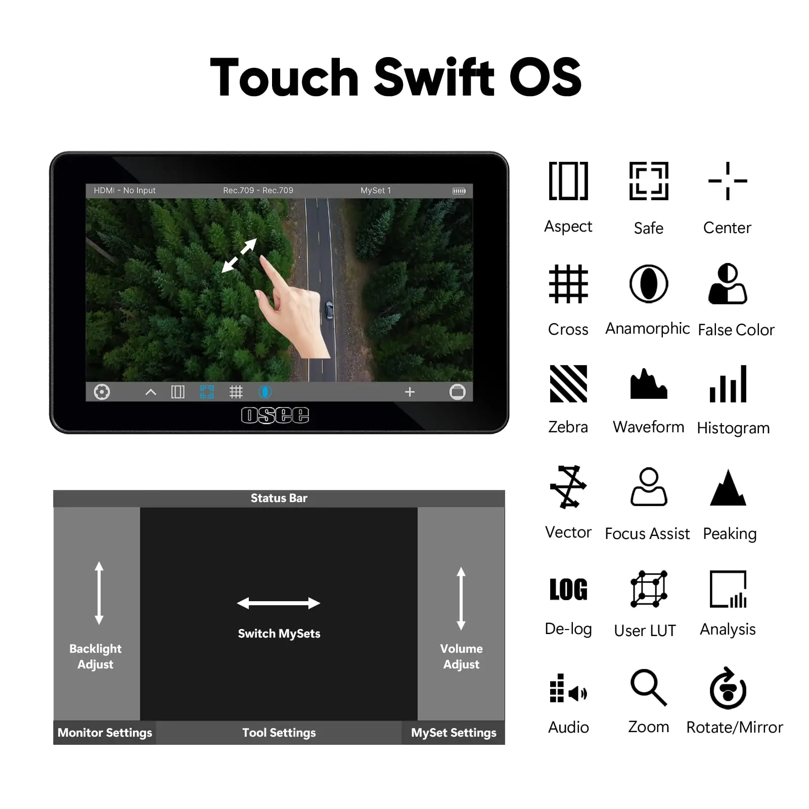 Osee Lilmon 5 1000 Nits High-Bright 5.5 inch Touch Screen DSLR Camera Field Monitor Focus Assist 4K HDMI AV Input Camera Monitor portable monitor dslr field monitor