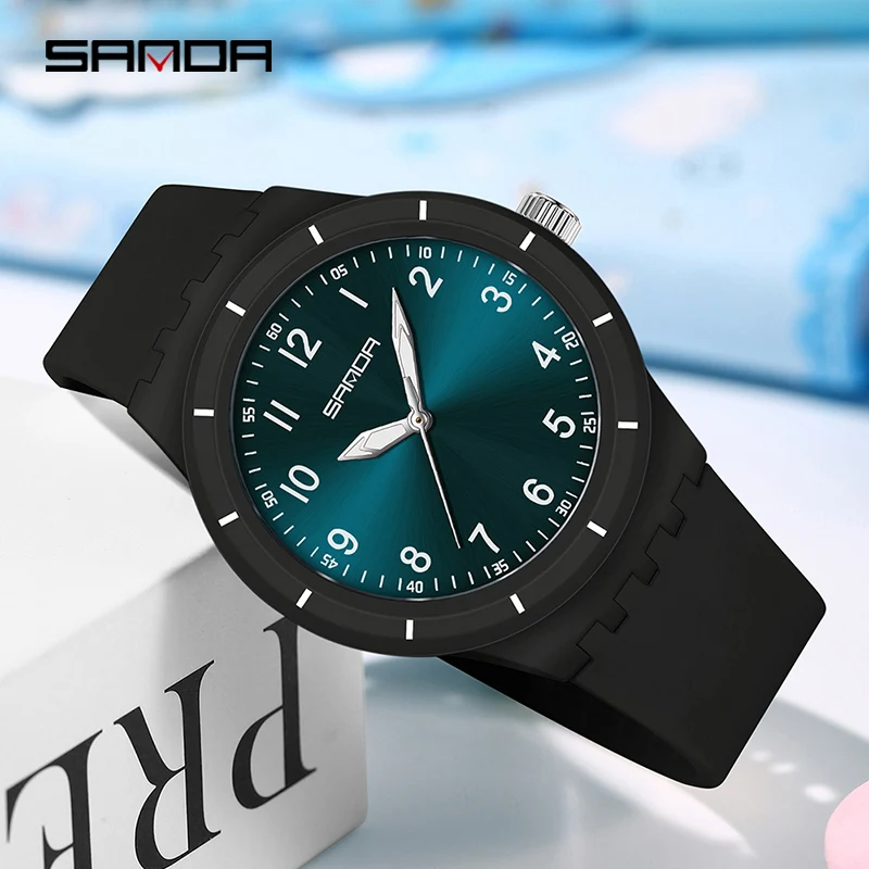 SANDA 9075 Casual Students Quartz Watches Simple Waterproof Silicone Strap Luminous Fashion Girl Boy Wristwatch reloj para niños 2