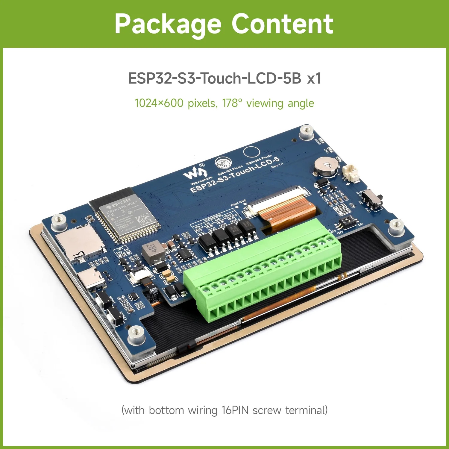 ตัวเลือกสินค้า บอร์ดพัฒนา ESP32-S3 จอสัมผัส 5 นิ้ว