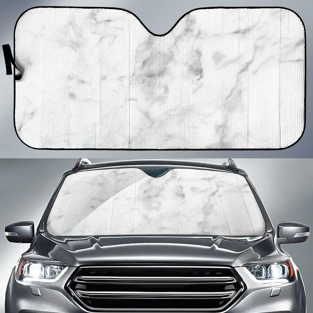 

White Smoke Marble Print Car Sun Shade