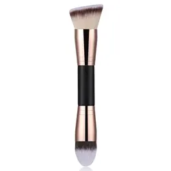 Dual-Ended Foundation and Blush Makeup Brush for Liquid, Powder, and Cream Cosmetics (FoundationBrush)