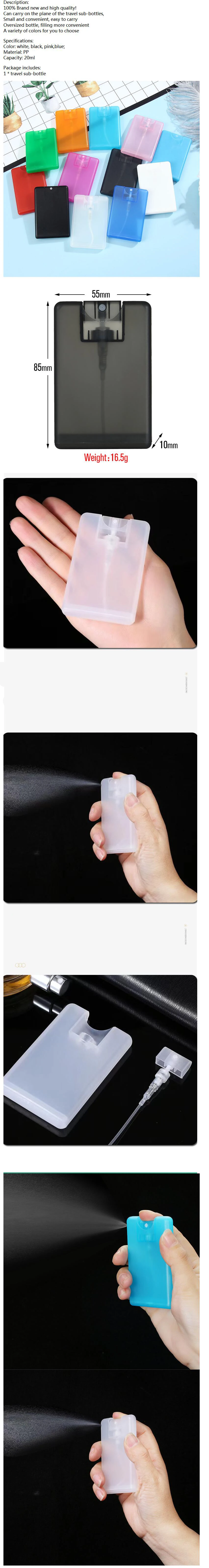 1Pcs 20ml Carded Perfume Dispenser Bottle Push Spray Empty Bottle Refillable Oral Portable Empty Bottle Toner Alcohol Essentials