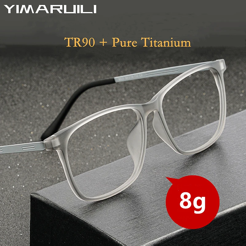 Yimareili-Gafas de titanio superligeras para hombre, montura de cara grande, gafas graduadas ópticas cuadradas para miopía, 9825