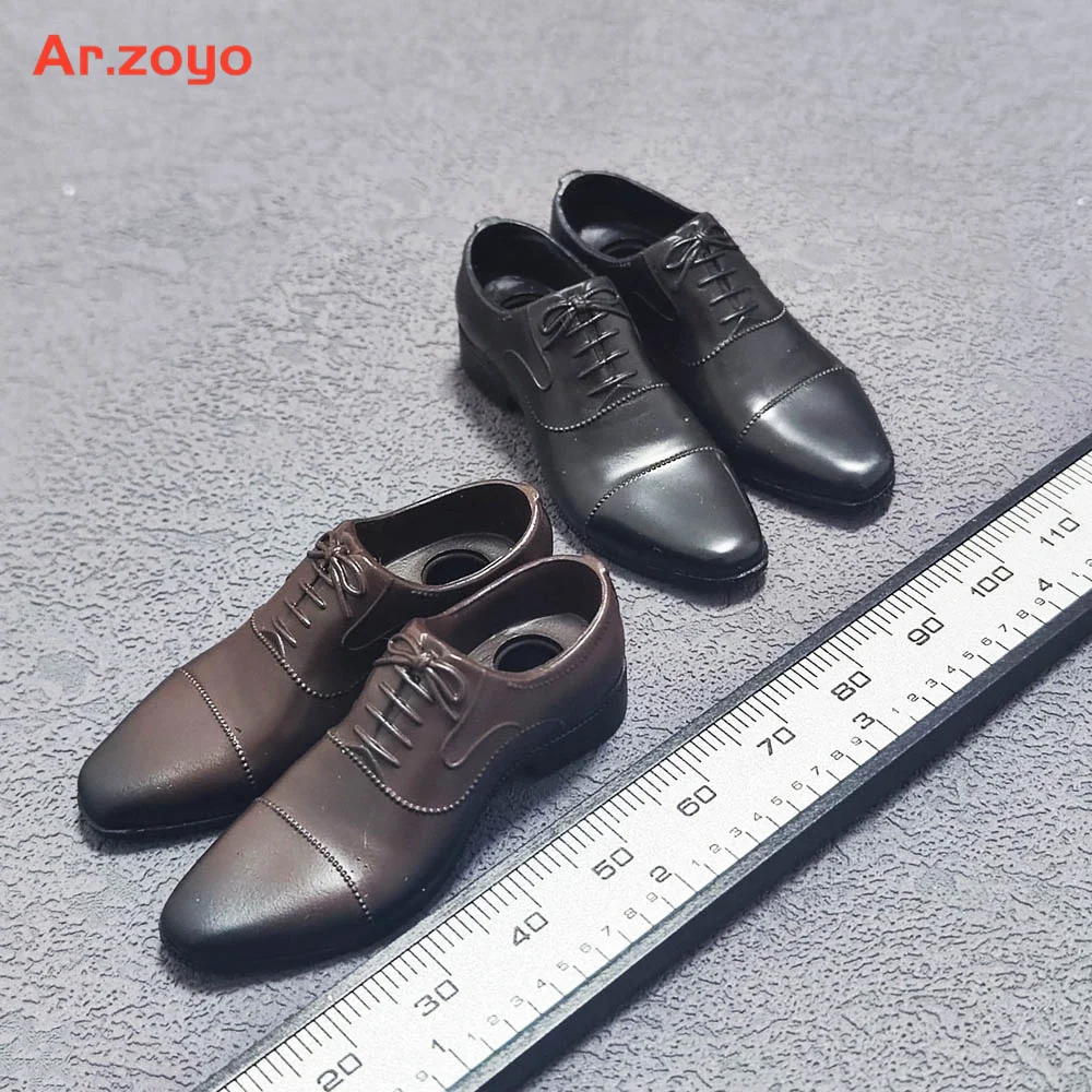 1/6 Scale Male Black Brown Leather Shoes Solid Gentleman Shoes Model ...