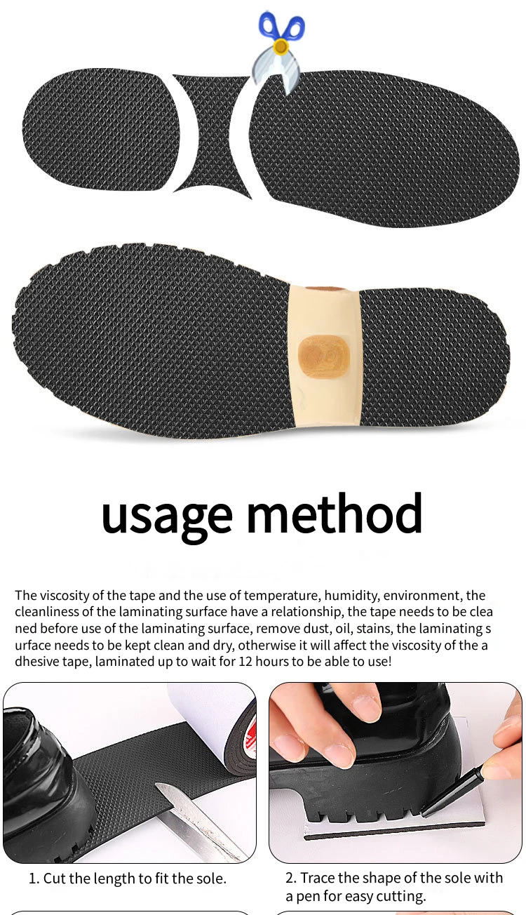 Rutschfester und reibungssicherer Sohlenschutz zur Reparatur von Löchern und zum Schutz von Sohlen. Geeignet für flache Schuhe und Sportschuhe – Detail 5