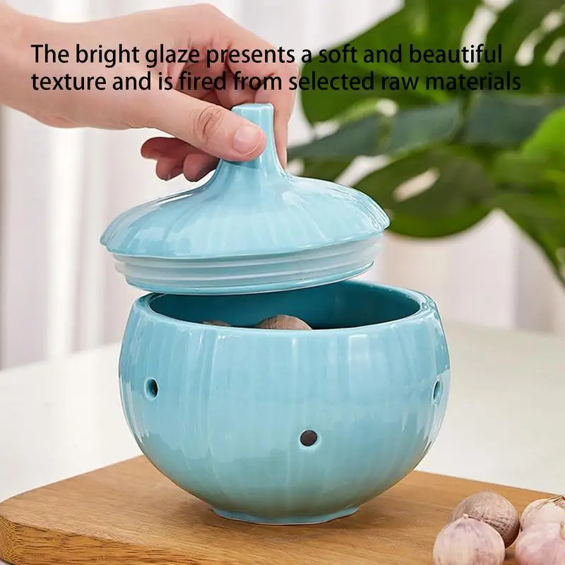 GarlicStorageContainerCeramicGarlicHolderKitchenStorage