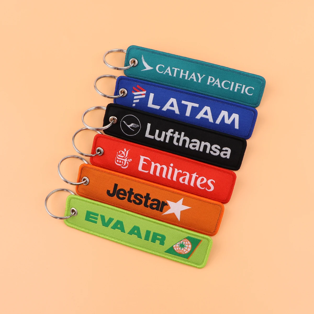 Aviation Logo Embroidered Keys Tag Keychains for Motorcycles Car Fashion Backpack Accessories Friends Gifts 1pcs