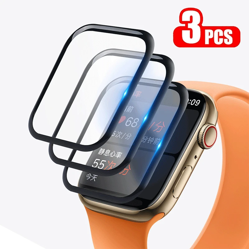 

1-3pcs Pack Screen Protector for Apple Watch Waterproof Soft Screen Protector Protective Case Bubble Free HD Clear Flexible Film