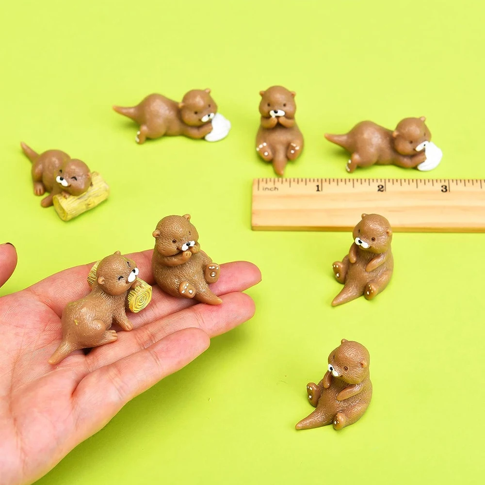 Polymer Clay Otter Charms 4/8 Pieces Otters Miniatures Resin