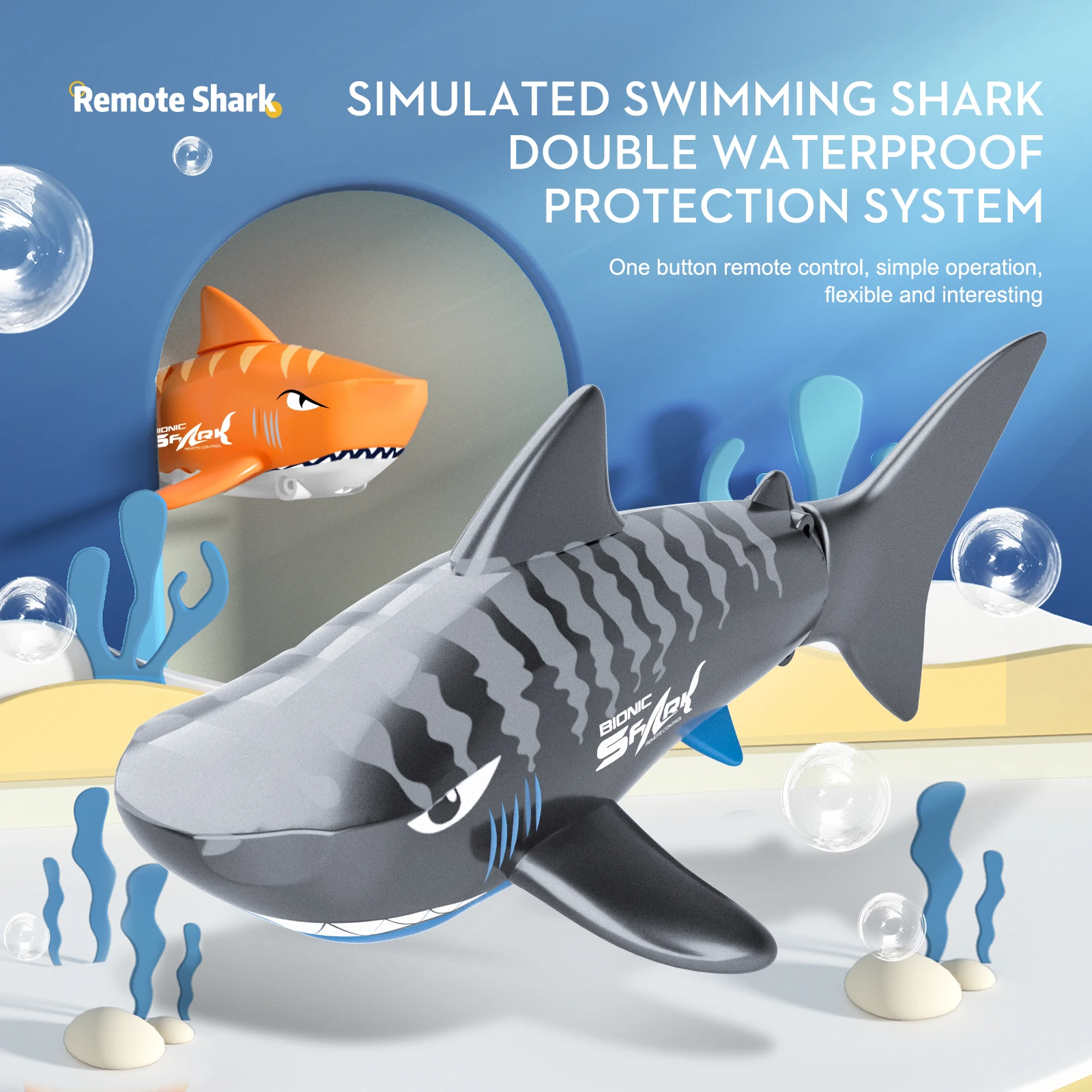 RC Boat robot blue whale black shark remote control boat ship Rc Fish Animals swimming pool water games child children toys Gift 3