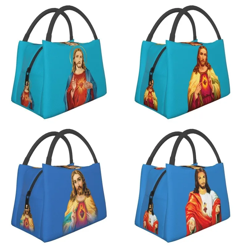 

Custom Sacred Heart Of Jesus Lunch Bag Women Cooler Warm Insulated Lunch Boxes for Picnic Camping Work Travel