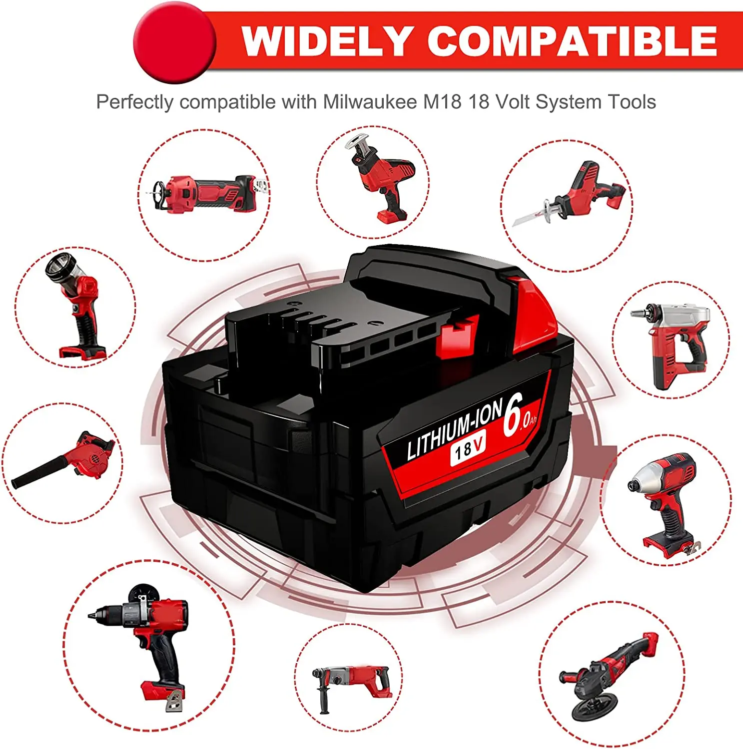 Pour le remplacement de la batterie de Milwaukee 18V