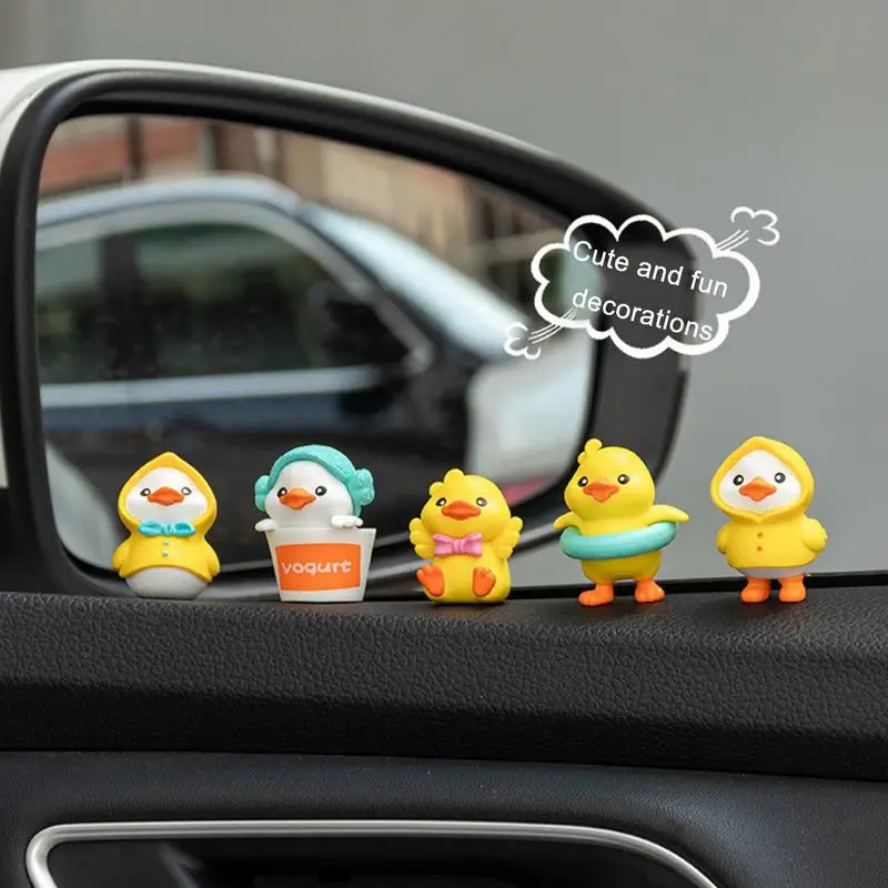 

6pcs Cute Little Yellow Duck Car Ornaments Durable Material Funny Shaped Cartoon Pendent Car Dashboard Decoration Accessories