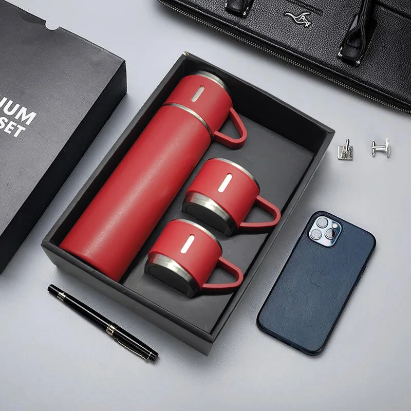 

304 Gift Vacuum Stainless Steel Thermos Cup Set Portable Sport travel Handbag Gift Box Coffee High-end Business Water Bottles