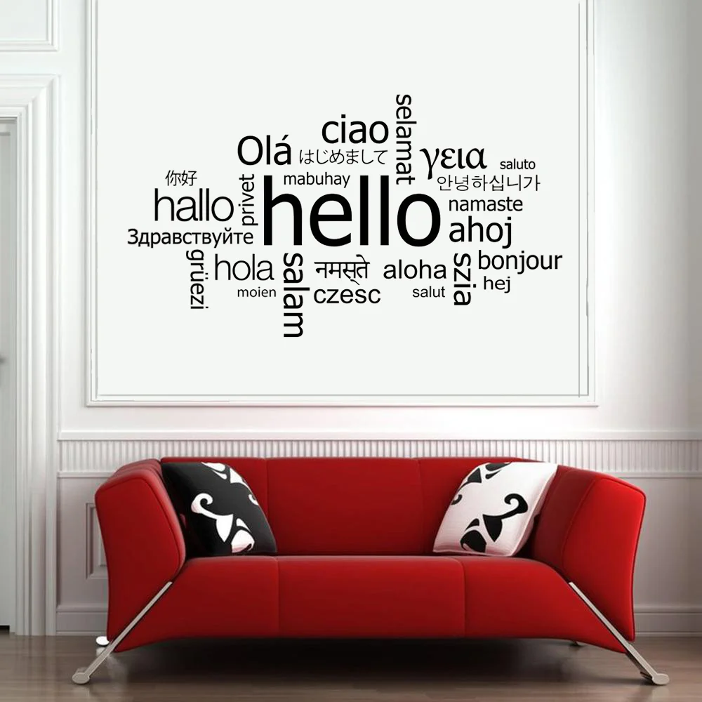

Hello In Different Languages Wall Decal Office Welcome Vinyl Wall Sticker Decor Living Room Classroom Decoration Art Mural