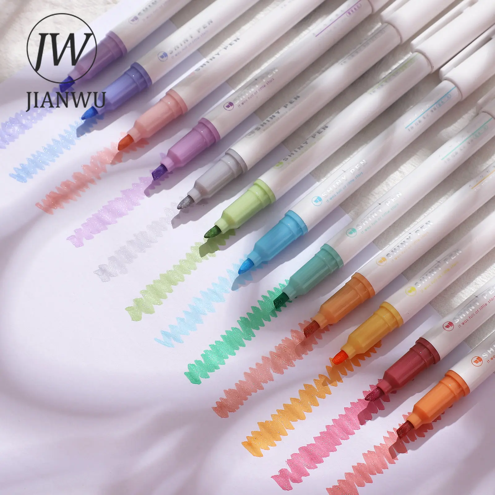 JIANWU 4 Colors/Set Aesthetic Sparkling Galaxy Highlighter Student
