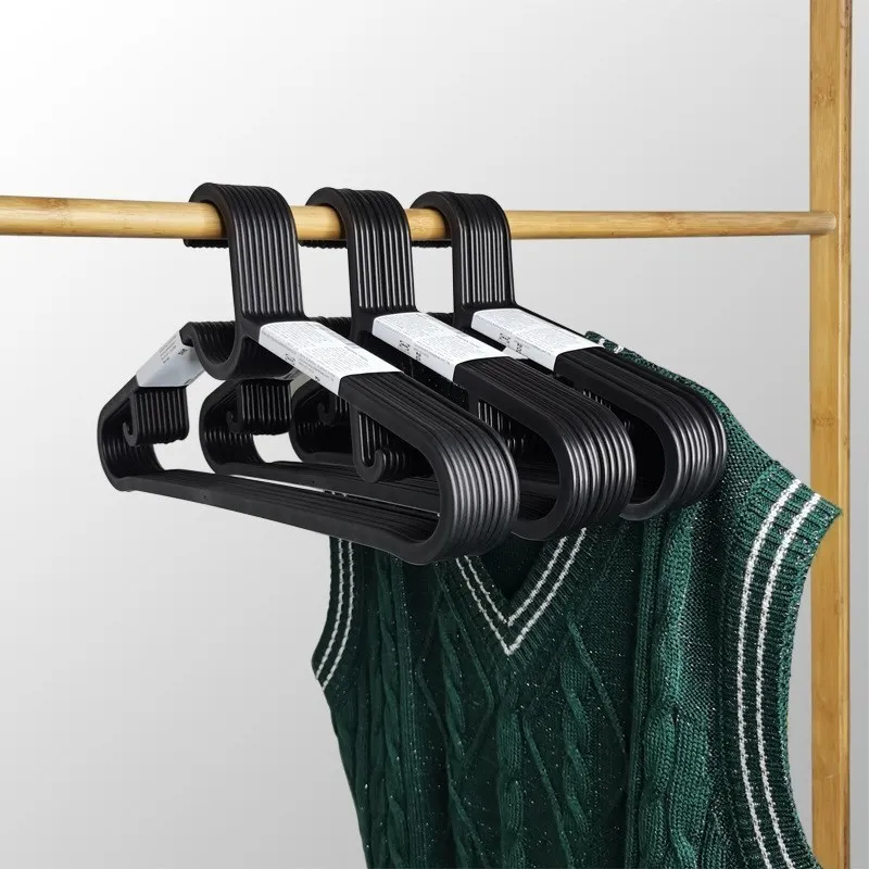 5 PCS Dry Clothes Hanging Rack Black Adult Clothing Hanger Plastic Hangers  Household Clothes Dress Organizer