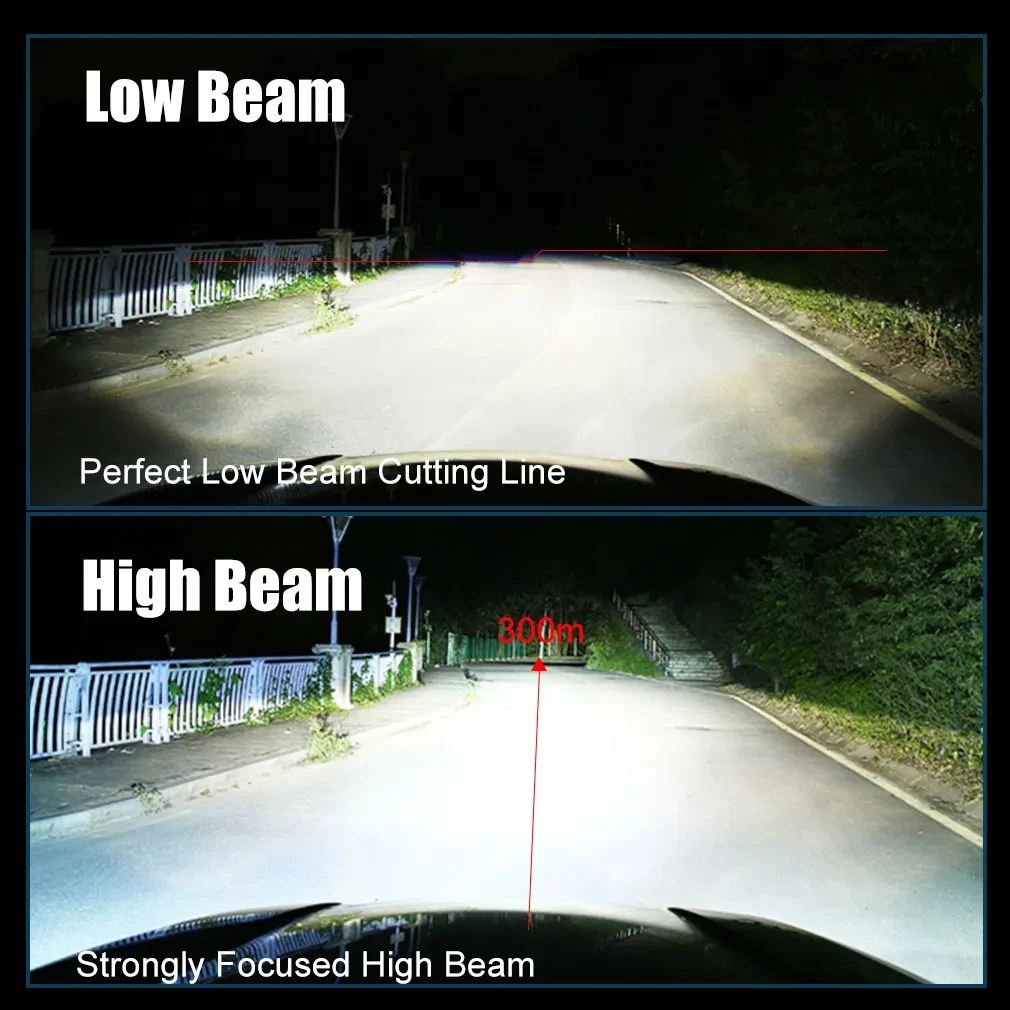 High-Performance LED Lens Headlights - 160W 90000LM Automotive Dual Projector Lamp