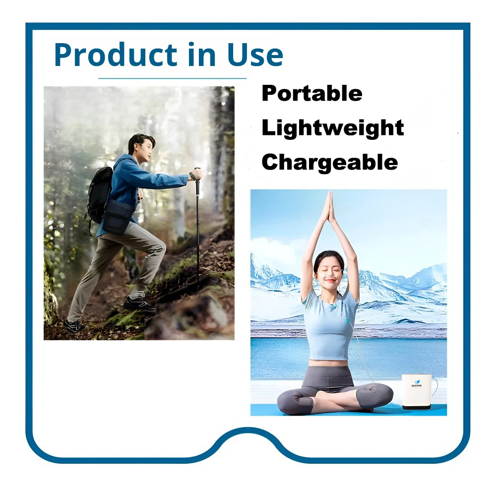 Portable Oxygen Concentrator 1-5L 93% for Outdoor Sport Travel Use with Battery Rechargeable Oxygenerator Central Device