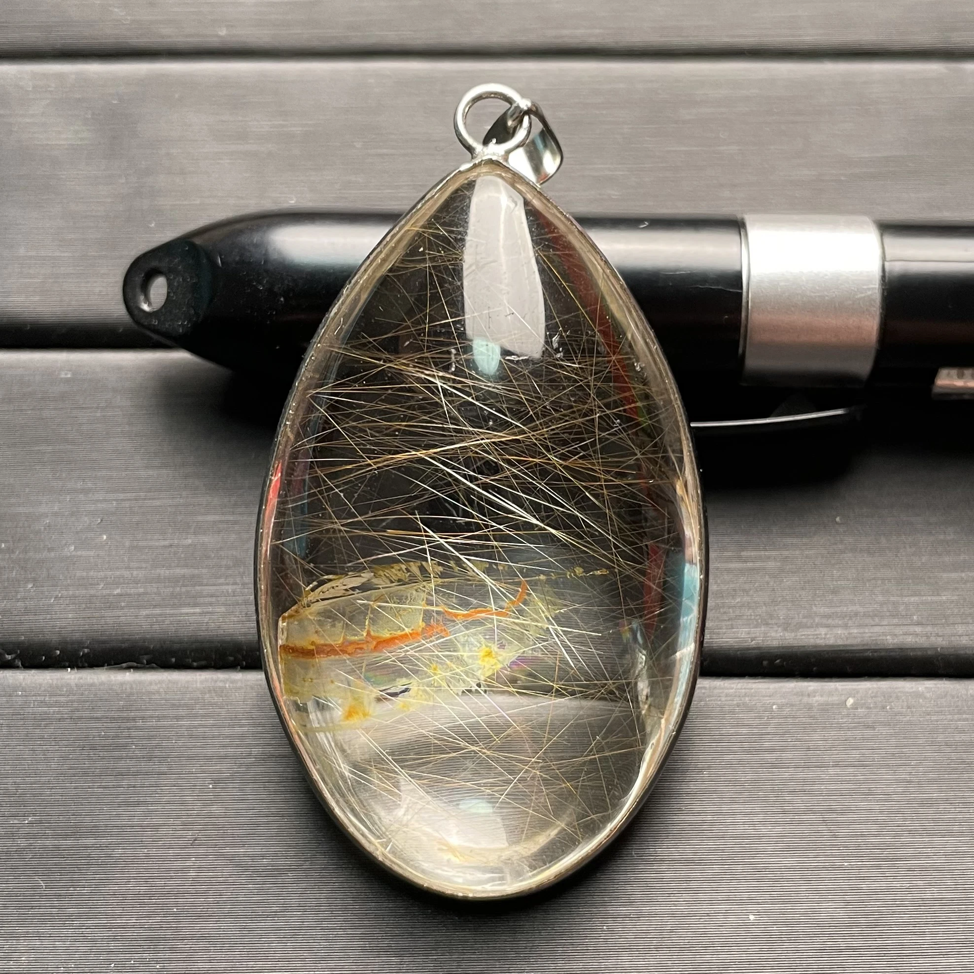 Natural Stone Green Phantom Crystal Pendant Quartz Rutilated Jewellery Decoration Polished Rock Healing 6
