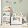 Toy Storage Organizer with Clothes Rail, Combination Type Kids Bookshelf and Bookcase  Box with Wheels, Toddler Bookshelf 3