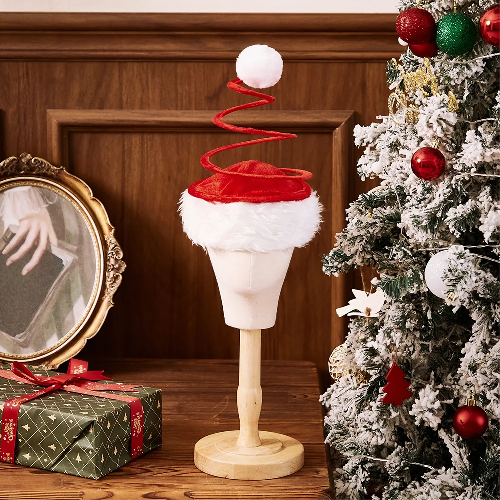 Description Picture 5 of item1Pc Funny Santa Hat Novelties Spiral Spring Christmas Hat Adult Kids Christmas Party Cosplay Props Decor Christmas Surprise Gift