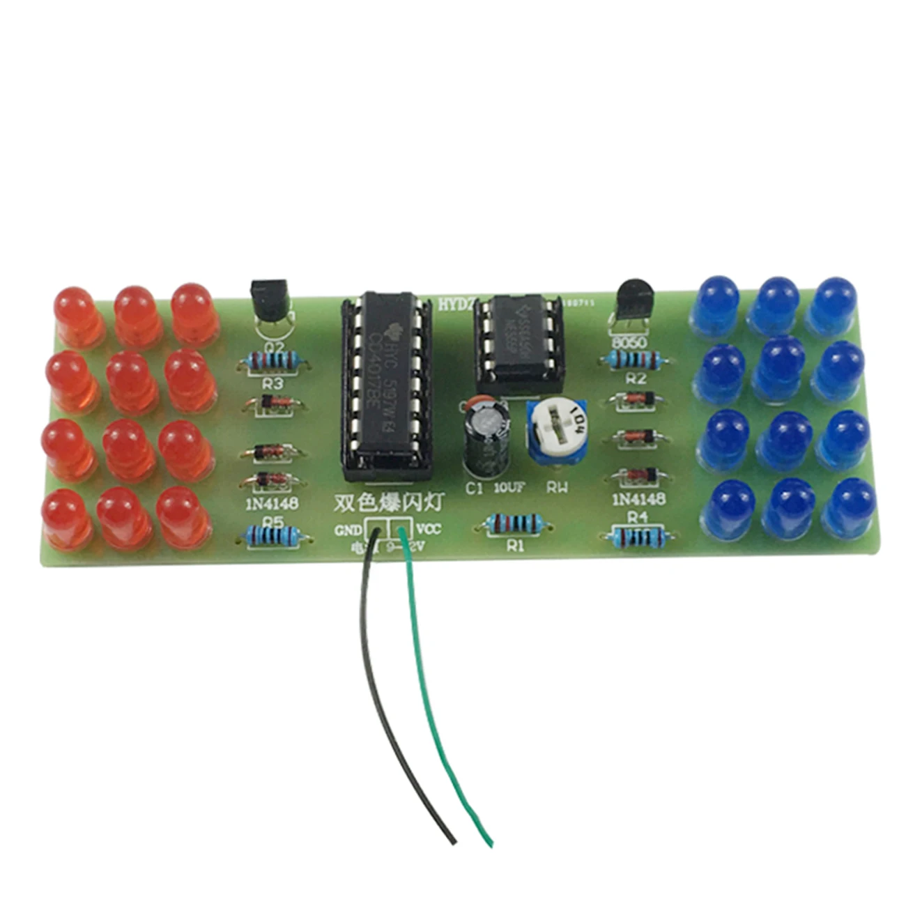 Kit de lumières clignotantes Double couleur rouge bleu, stroboscope NE555 + CD4017, Kits électroniques d'apprentissage pratique, bricolage
