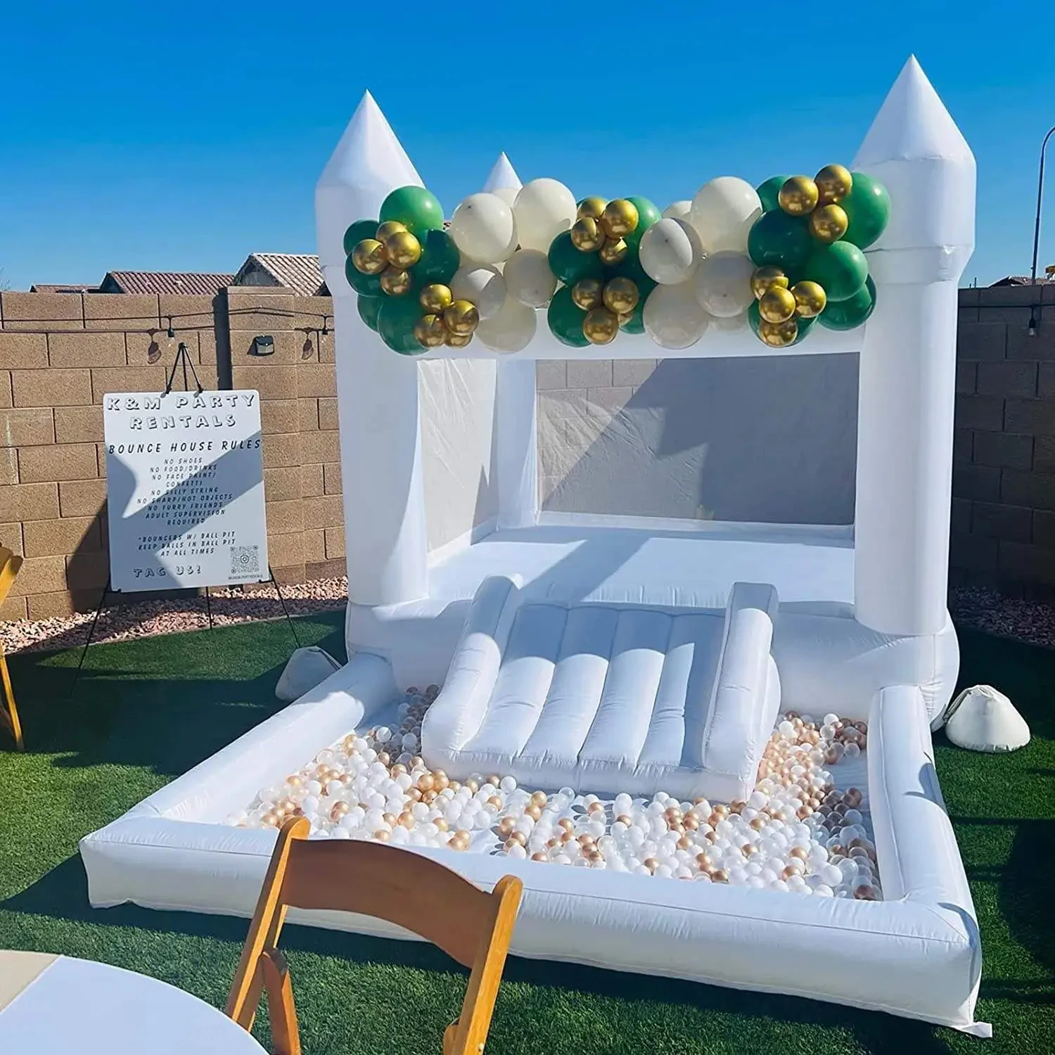 House With Slide White Jump House Rental Bon Bon Double Slide