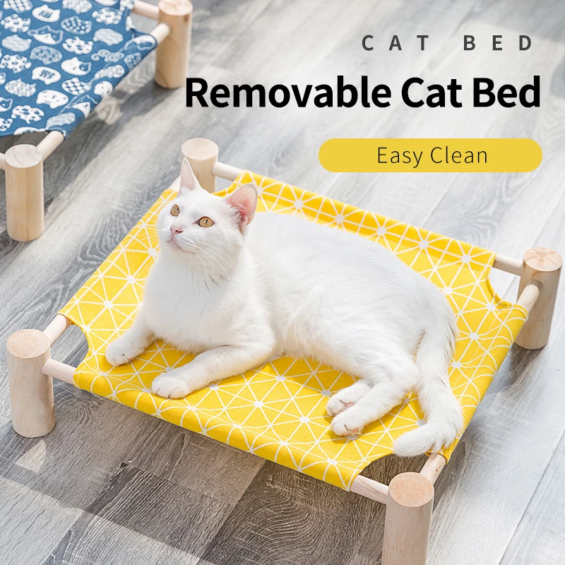 

Pet Marching Bed Strong Bearing Cats Nest Solid Wood Pet Beds Moisture-proof Cat Nest Removable Cat Hammock Gatos Accesorios
