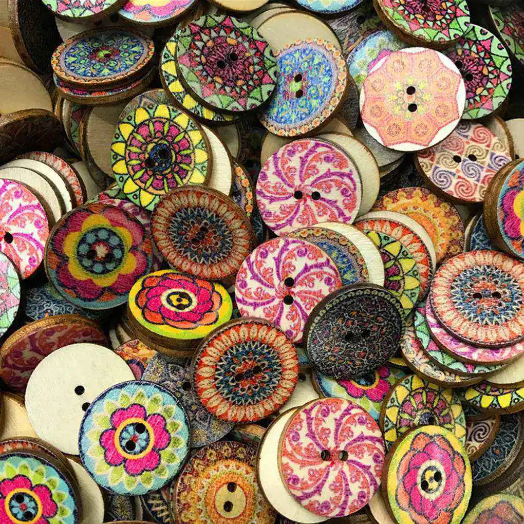 100 Pcs Wood Button Scrapbooking DIY Crafting Knitting Round Button Ornament Shirt Jeans Useful Wooden Fastener 25mm 3