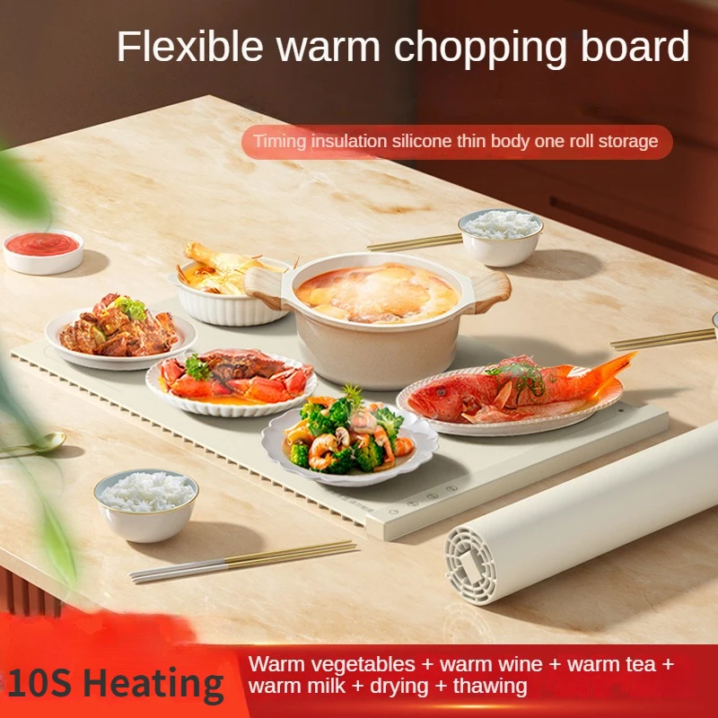 Flexível e Dobrável Silicone Placa de Aquecimento Aquecedor de Bebidas Elétricas Rolável e Portátil para Aquecimento de Pratos Refeições e Bebidas 220v